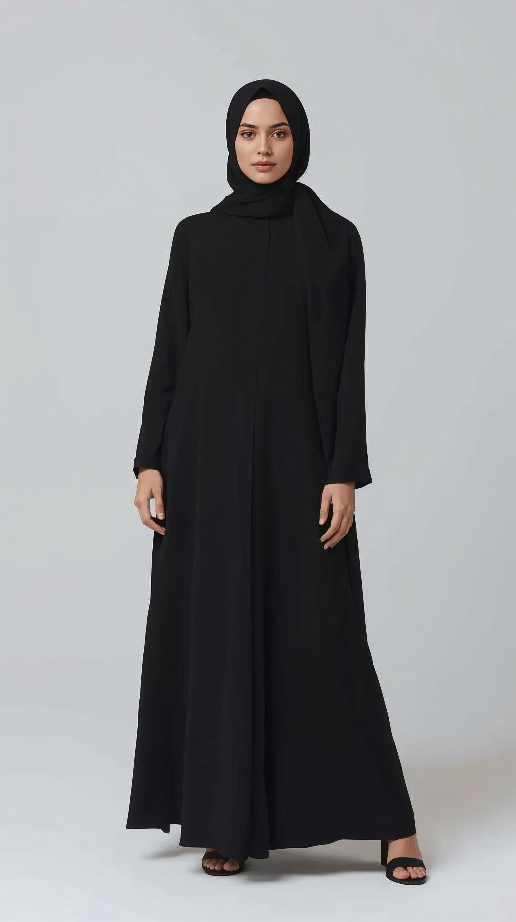 black abaya slip dress Crepe Abaya Inner Slip Dress
